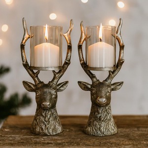 2 pack of Stag Candle Holder Christmas Table Decoration