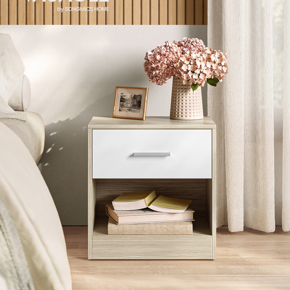 VASAGLE Modern Bedside Table with Drawer, End Table