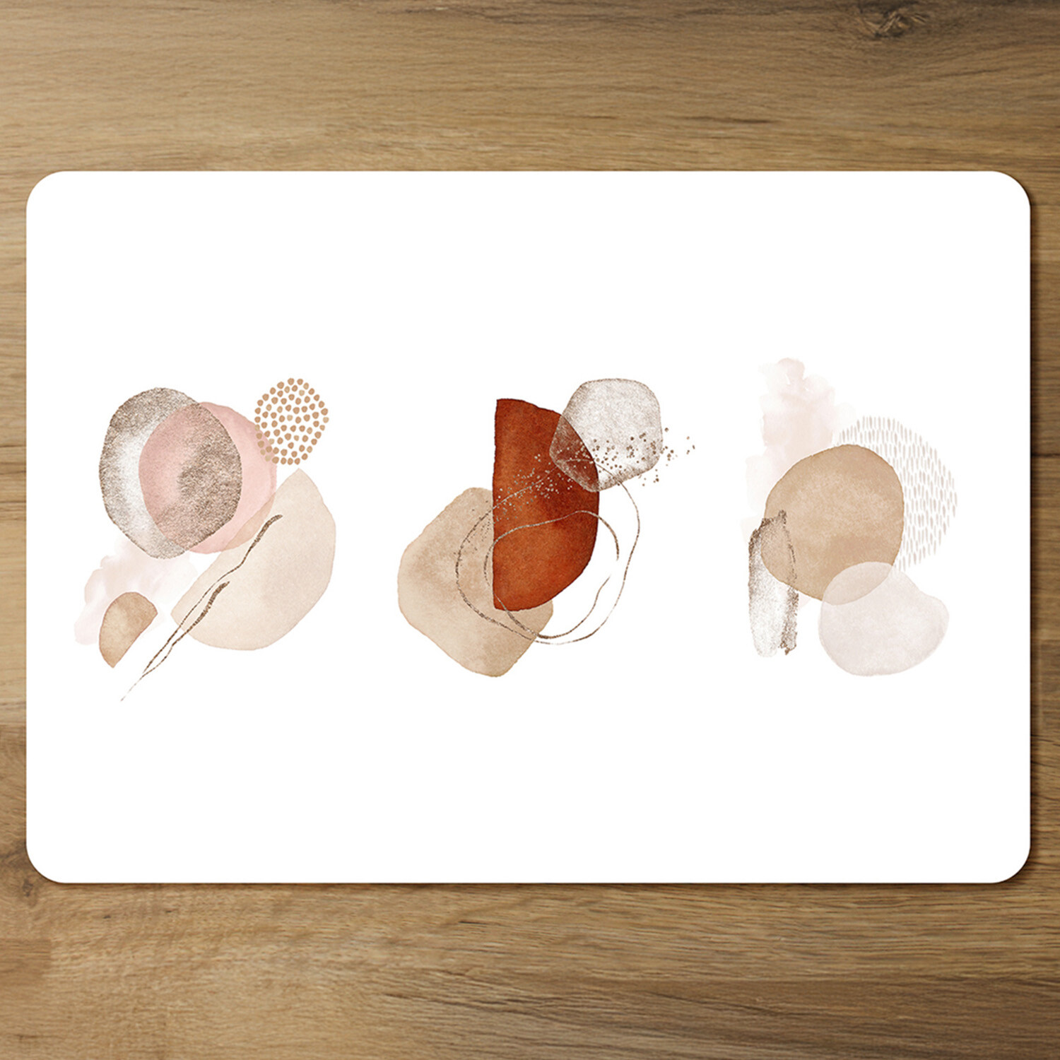 Ivory, beige watercolor Illustration and gold elements Designer Placemat Set - White