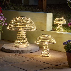 Rattan Solar Mushroom Lighting