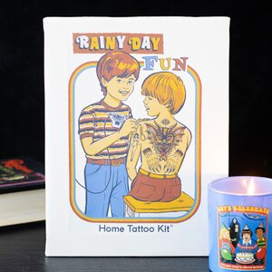 Rainy Day Fun Canvas Plaque by Steven Rhodes, 19x25cm, Retro Gift