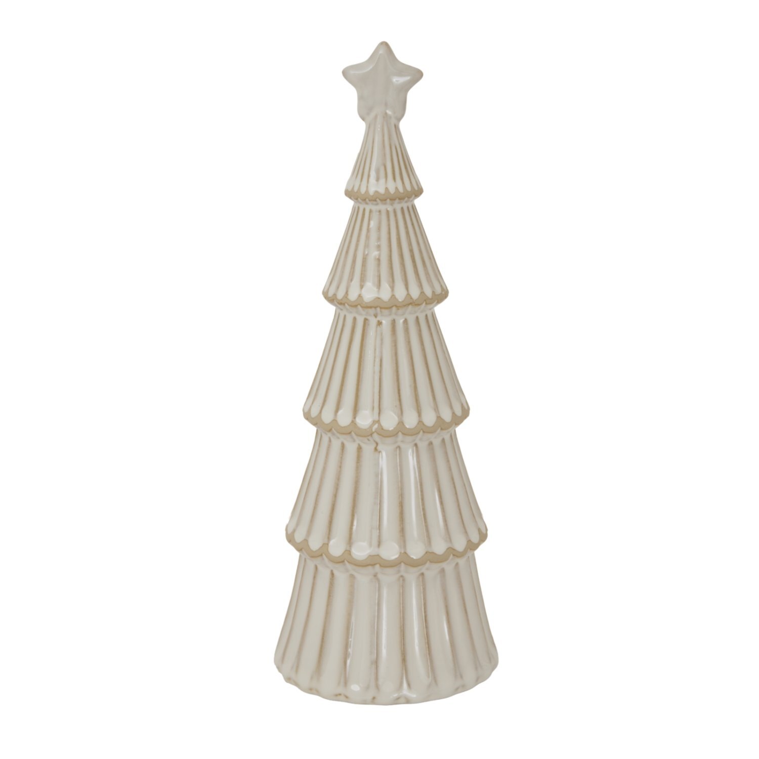 Large Alora Ceramic Snowy Tree With Star Winter Decor Centerpiece - Brown
