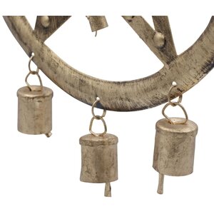Indian Chimes Pentagon with Cow Bells - Handcrafted Iron Decor (25x49cm)