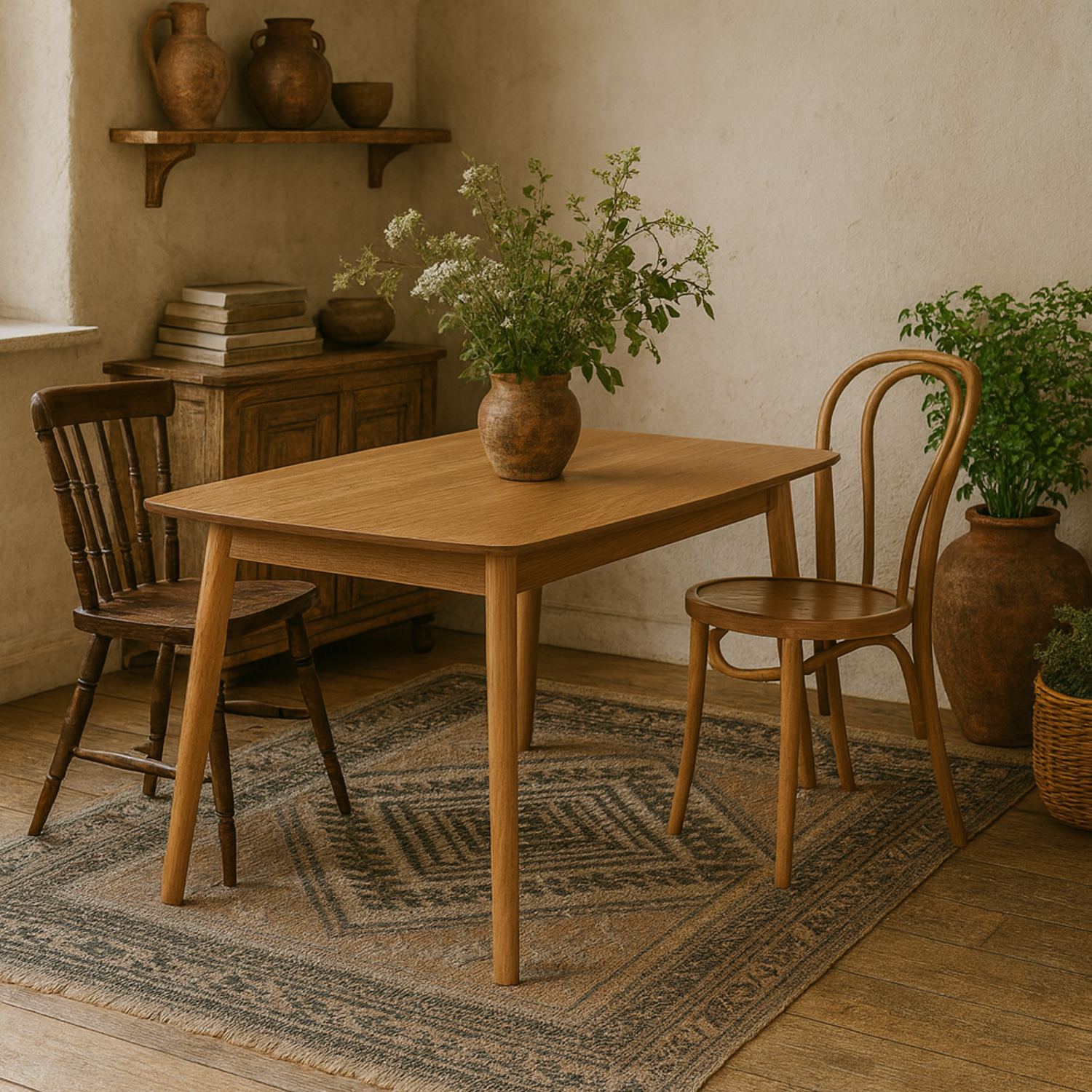 Debrecen Oak Veneer Rectangular Dining Table Seats 6 - Natural