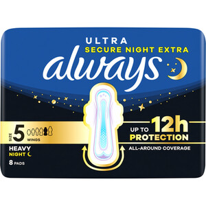 Pack of 8 Always Ultra Secure Night Pads