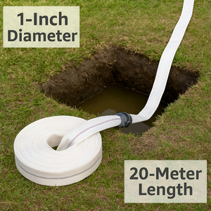 Lay Flat Hose Set 25 mm / 1 inch x 15 m with Repair Joiner & 2 Clips