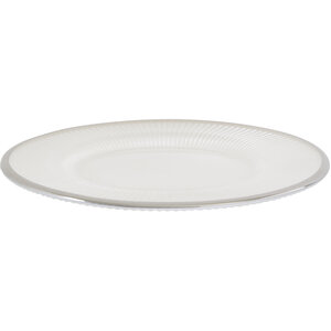 Ida White Embossed Glass Side Plate with Silver Rim