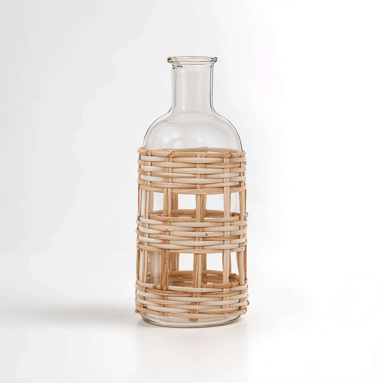 Gaia Medium Glass Vase in Metallic Antique Finish - Glass 90%,Cane 10%