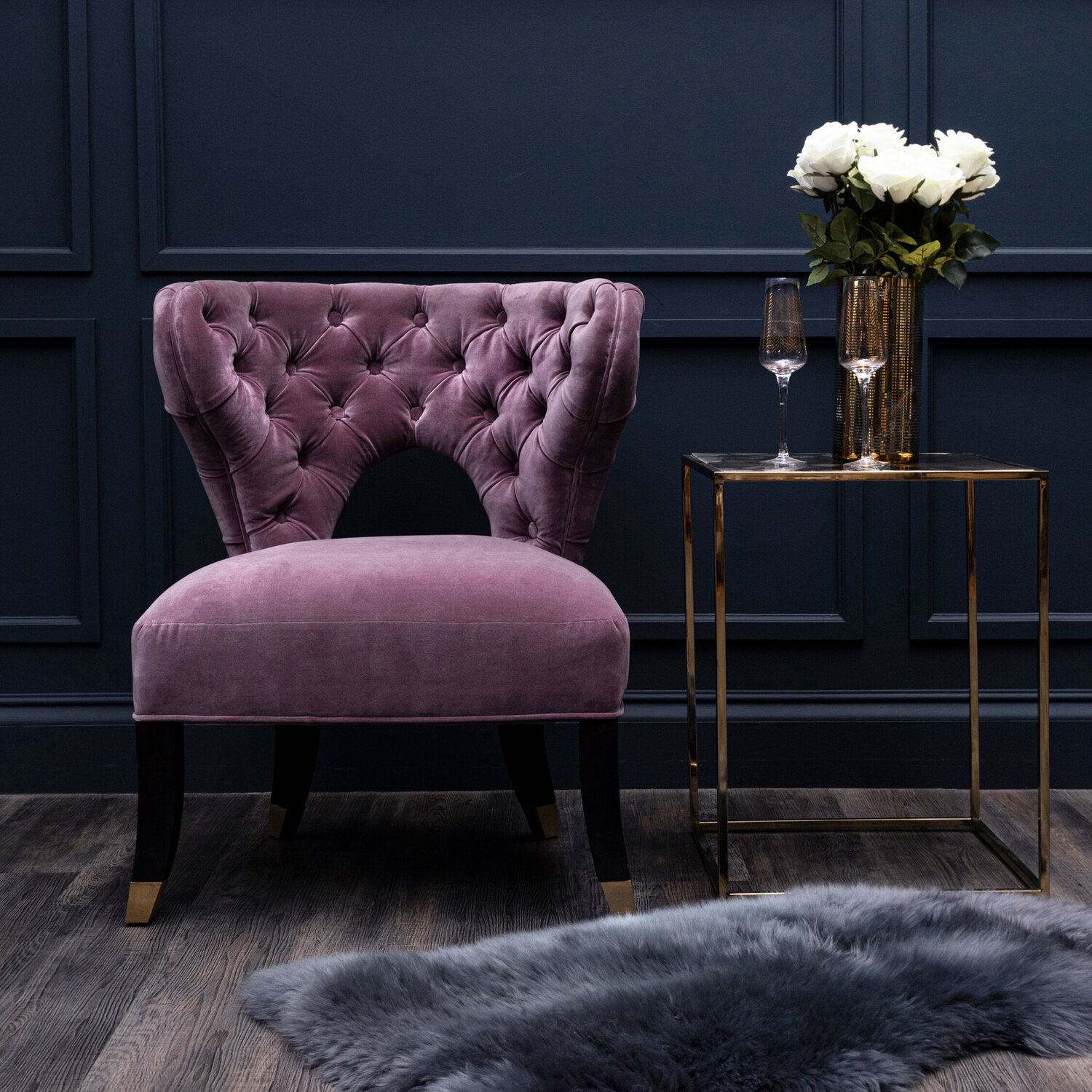 Fifty Five South Villi Lilac Velvet Accent Chair - Purple