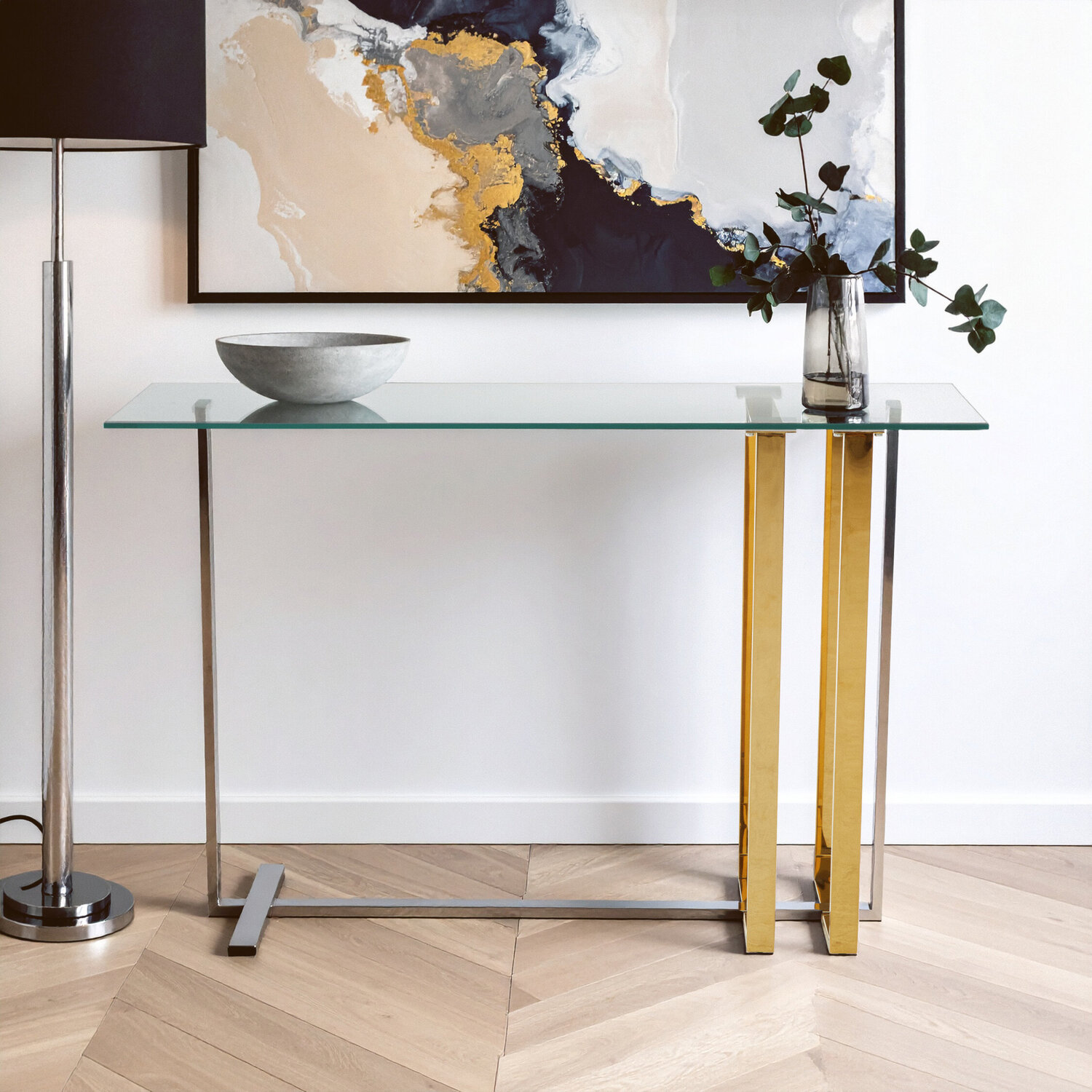 Alvea Silver and Gold Console Table - Gold