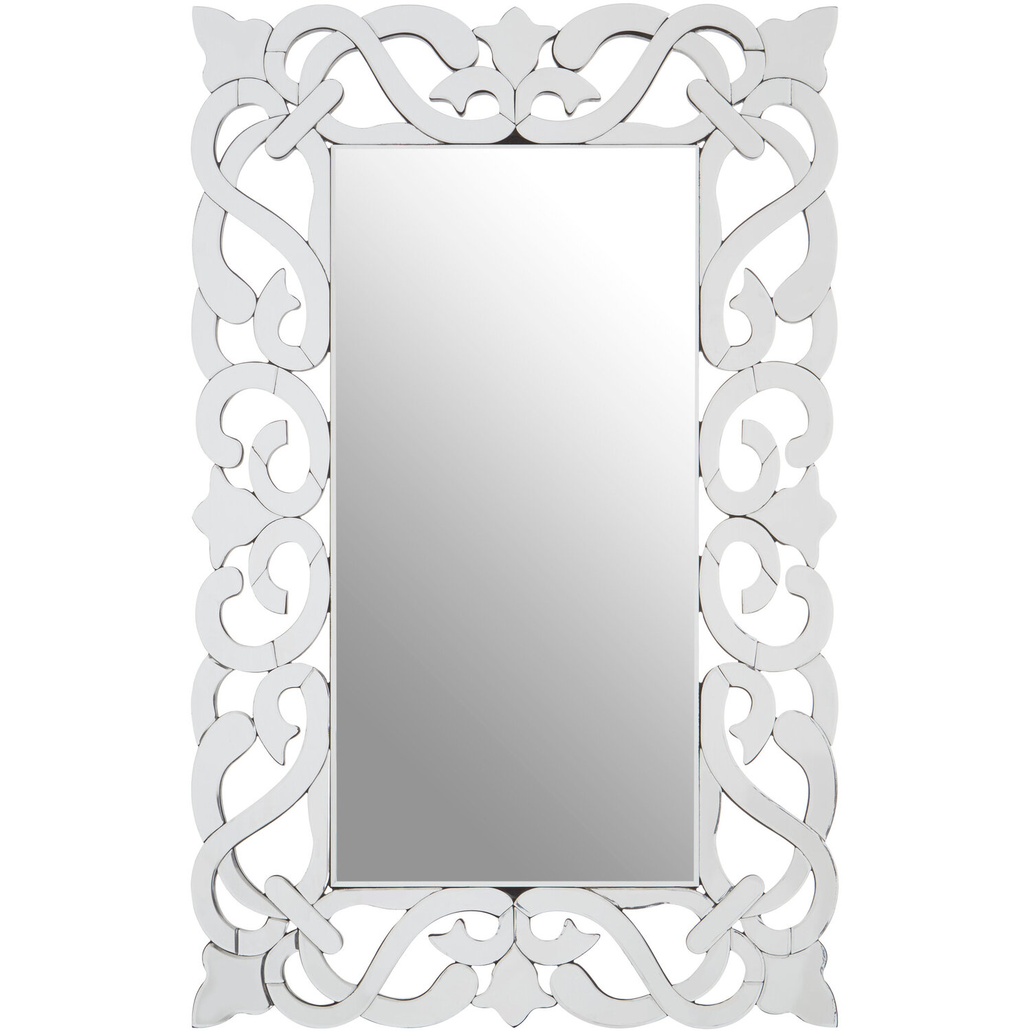 Stockholm 3D Effect Wall Mirror with Grey High Gloss - Silver