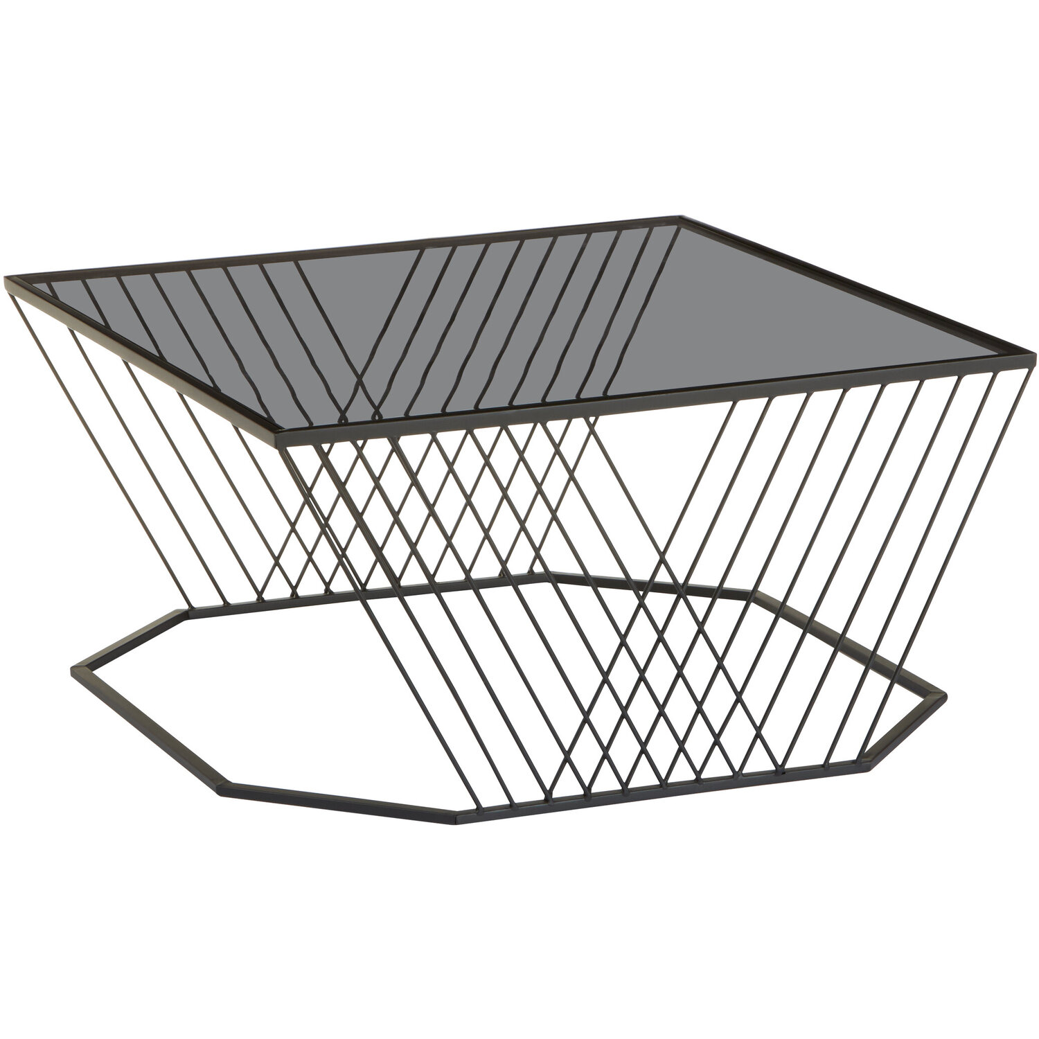Trento Coffee Table With Grey Glass Top - Black