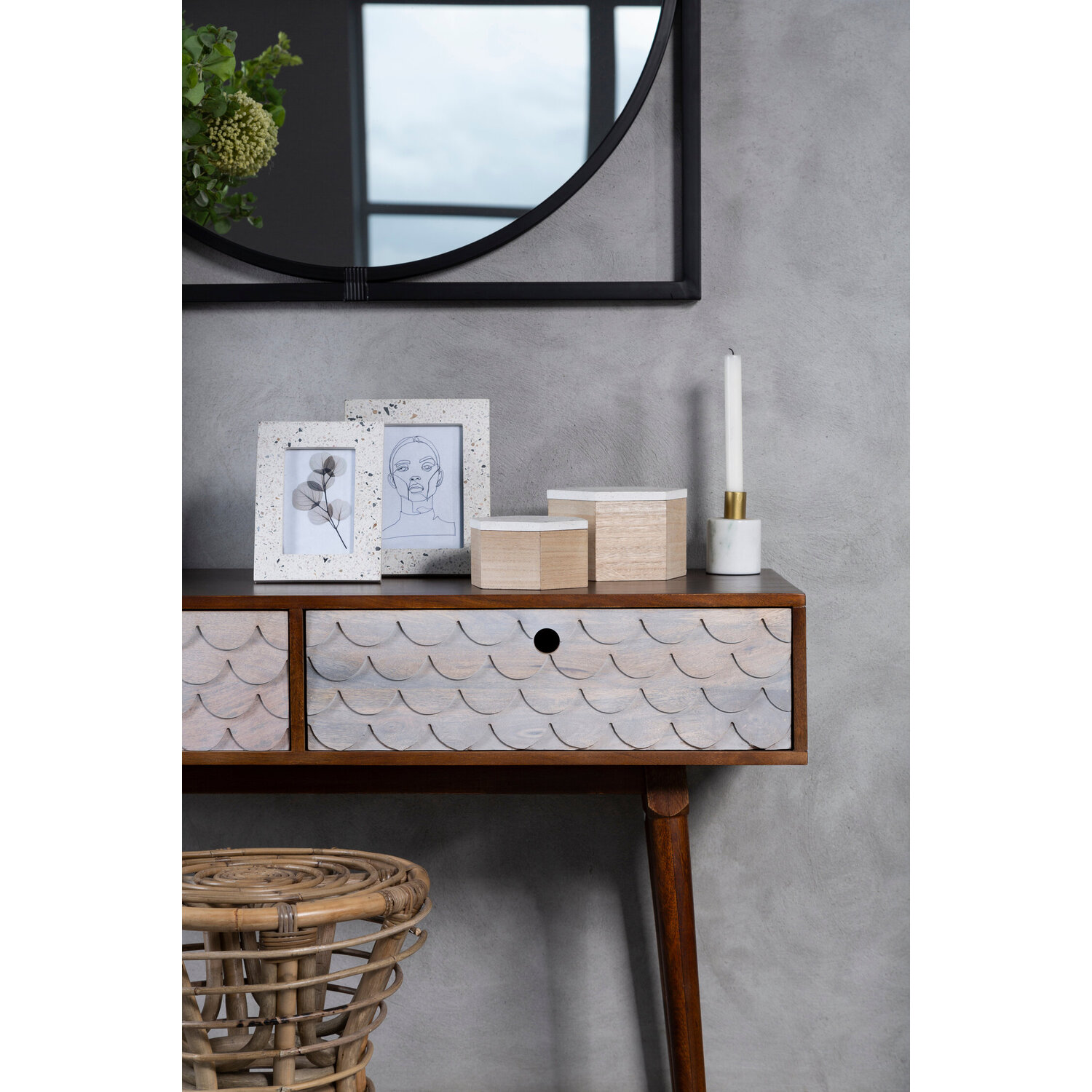 Costal Mango Wood Console Table - Brown