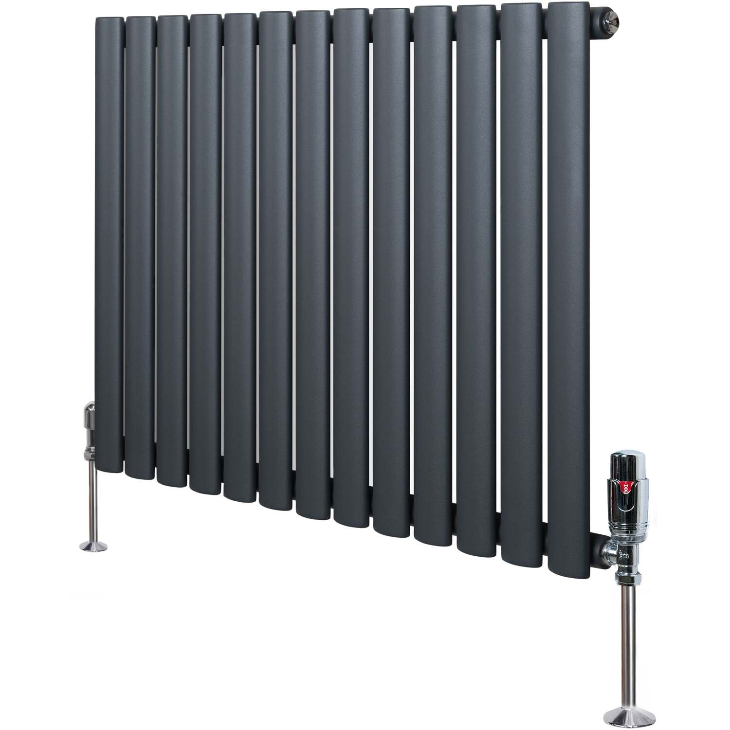 Monstershop Oval Single Column Radiator & Valves – 600mm x 780mm – Anthracite Grey - Image 3