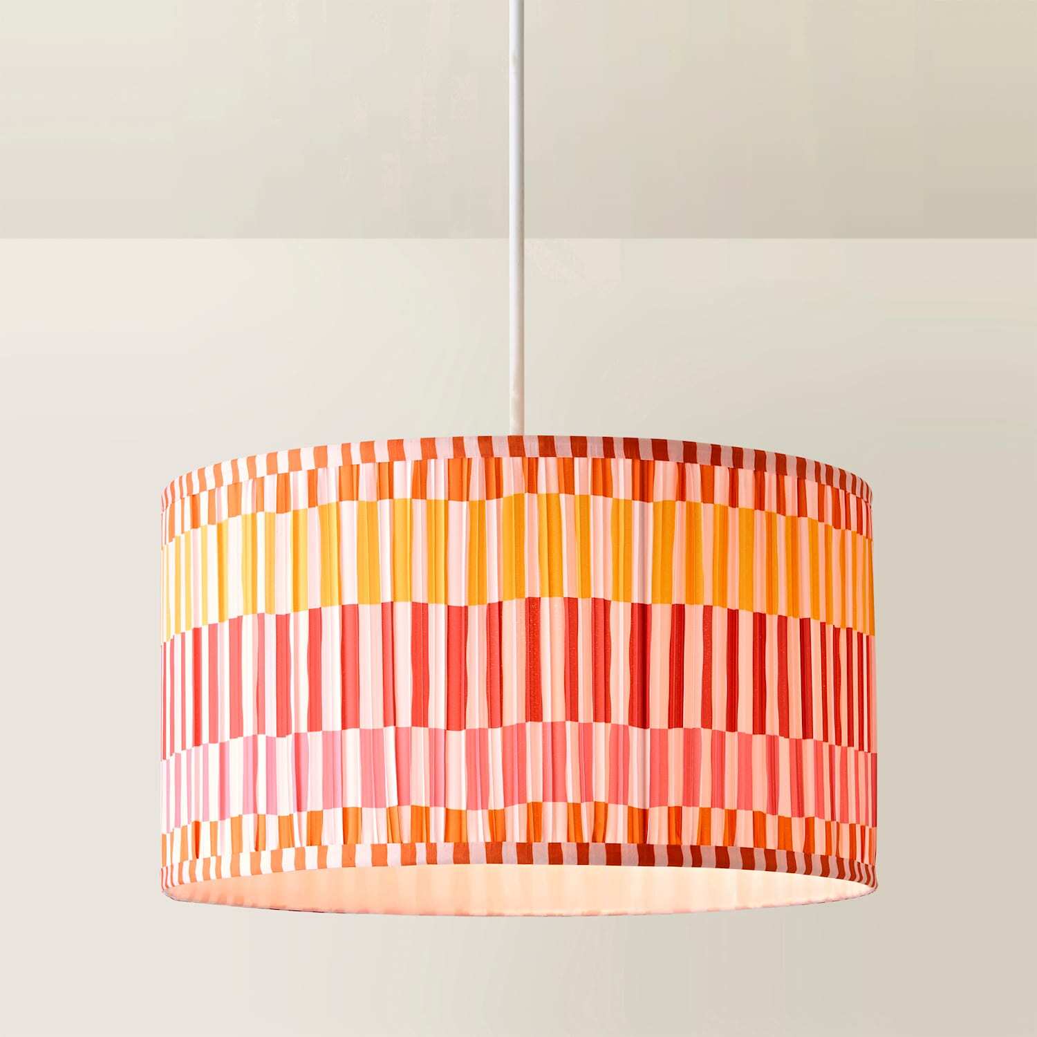 Valuelights Unisex Multi Rae Pleated Stripe Colour Drum Easy Fit Light Lamp Shade And Bulb Large - Image 6