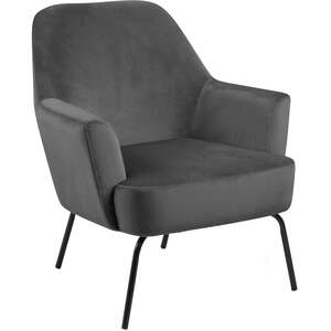 Kobe Velvet Lounge Chair Dark Pocket Springs Matt Steel Base