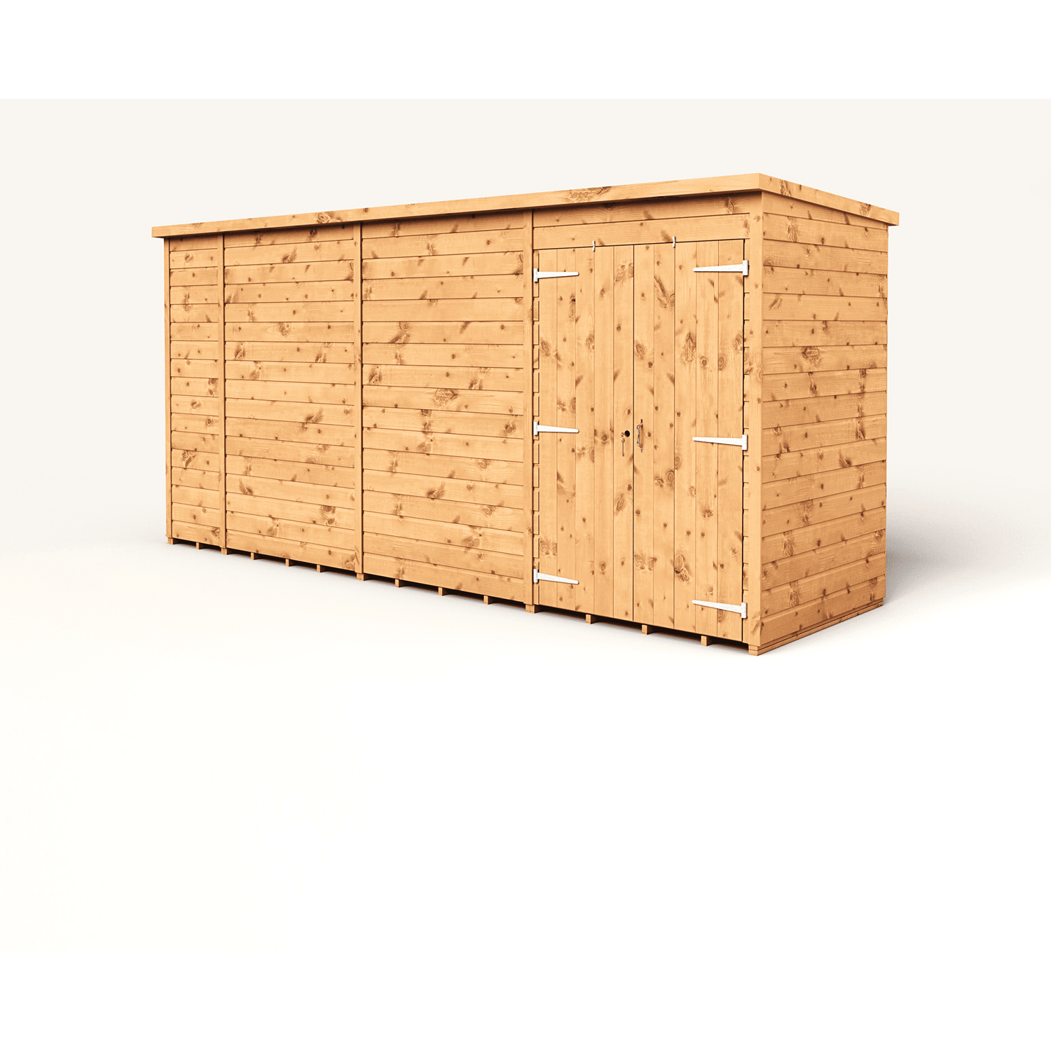 Empire 14x4 Modular Pent Garden Shed with a Double Door - Brown