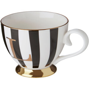 Duchess Black and White Monogram Mug, L