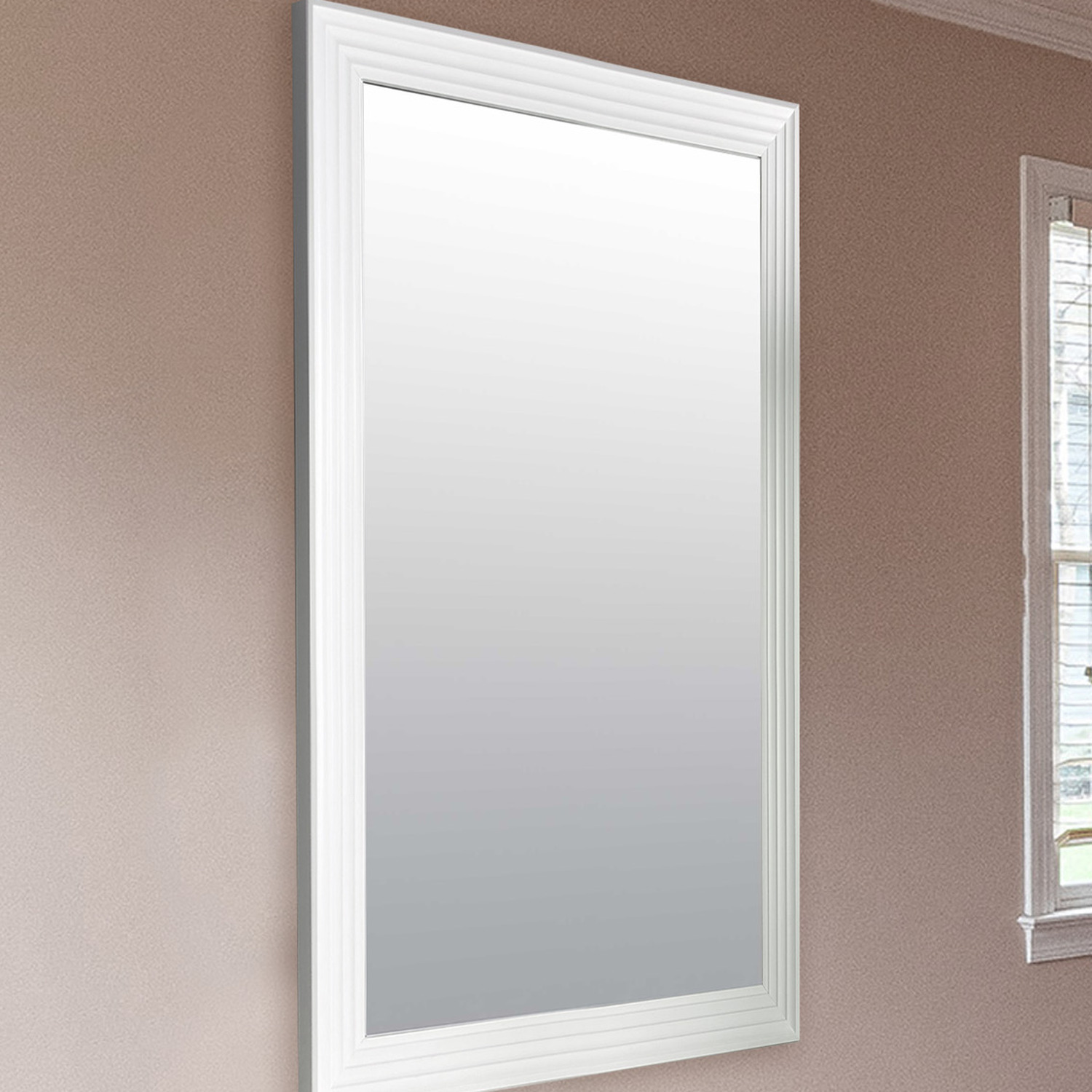 Modern Bright White layered Wall Mirror 5ft6 X 3ft6 - White