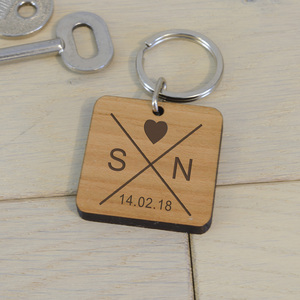 Personalised Initials and Date Key Ring