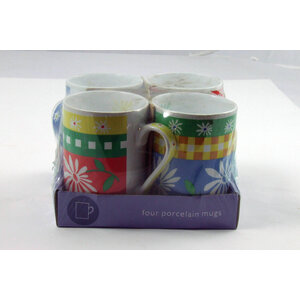 Ivy Pack of 4 9oz Polystone Daisies Mugs 4 Assorted