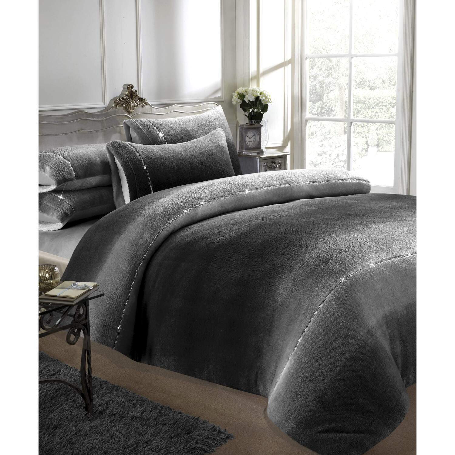 Ombre Teddy Duvet Set - Grey Double