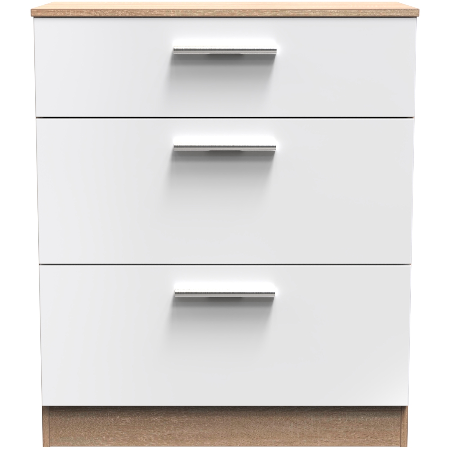 Contrast Ready Assembled 3 Drawer Deep Chest - White Matt & Bardolino Oak