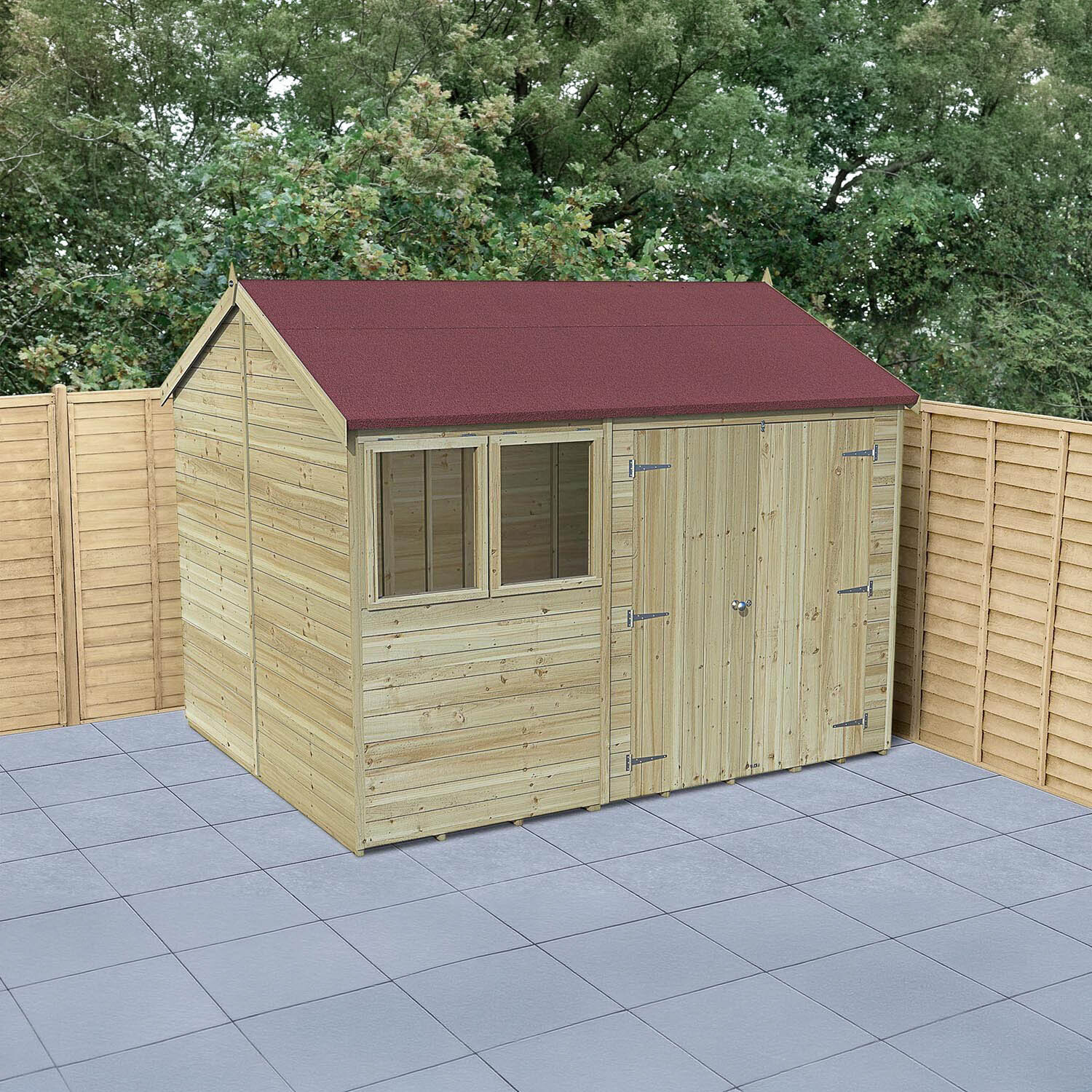 Timberdale T&G Pressure Treated Reverse Apex Shed - 10x8 / Installation Included / 2 / With Base