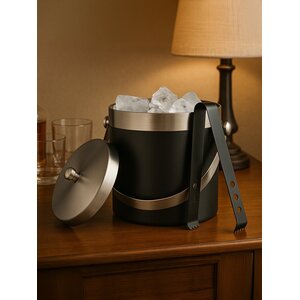 Mixology Black Enamel Ice Bucket With Tongs