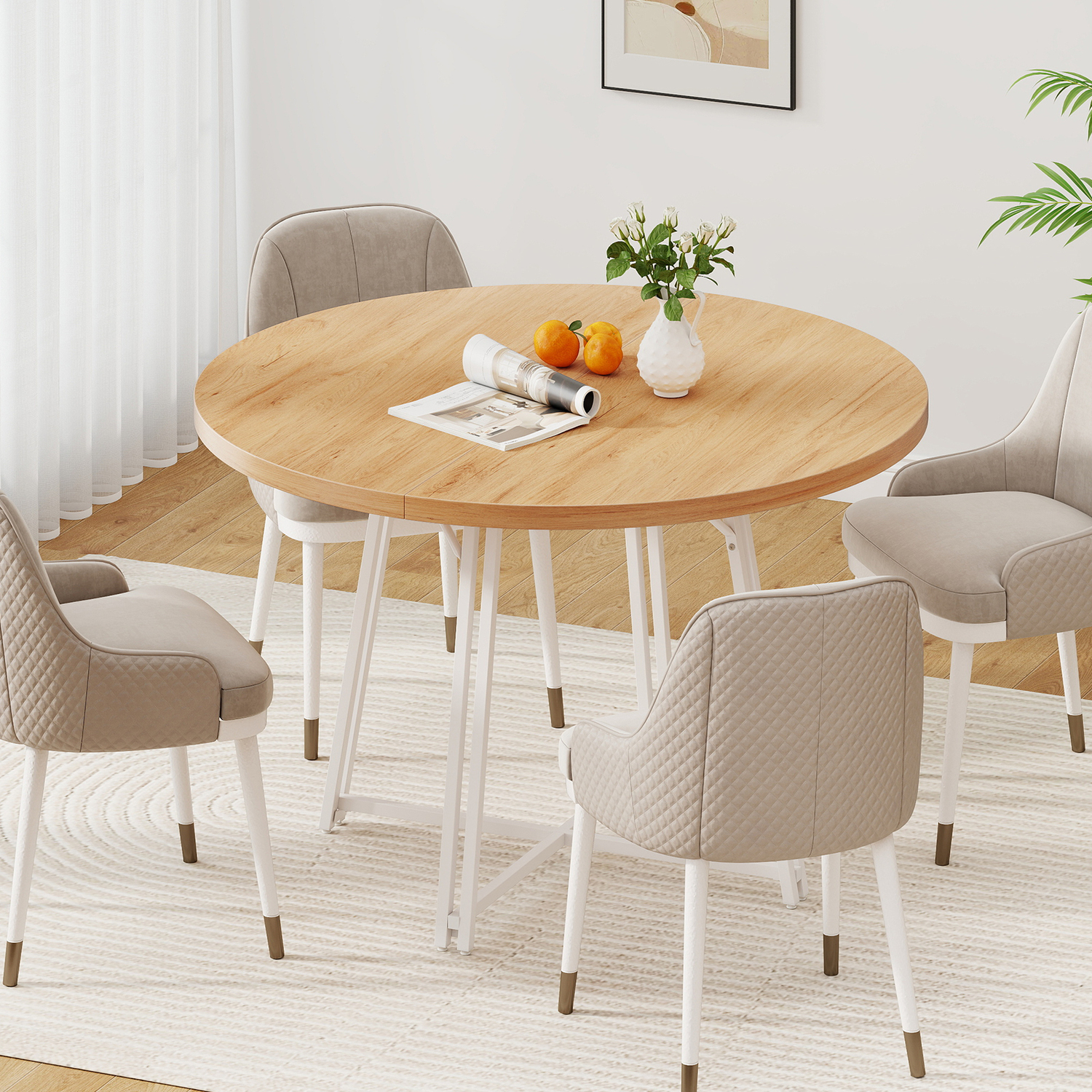Dining Table Round Kitchen Table - Natural