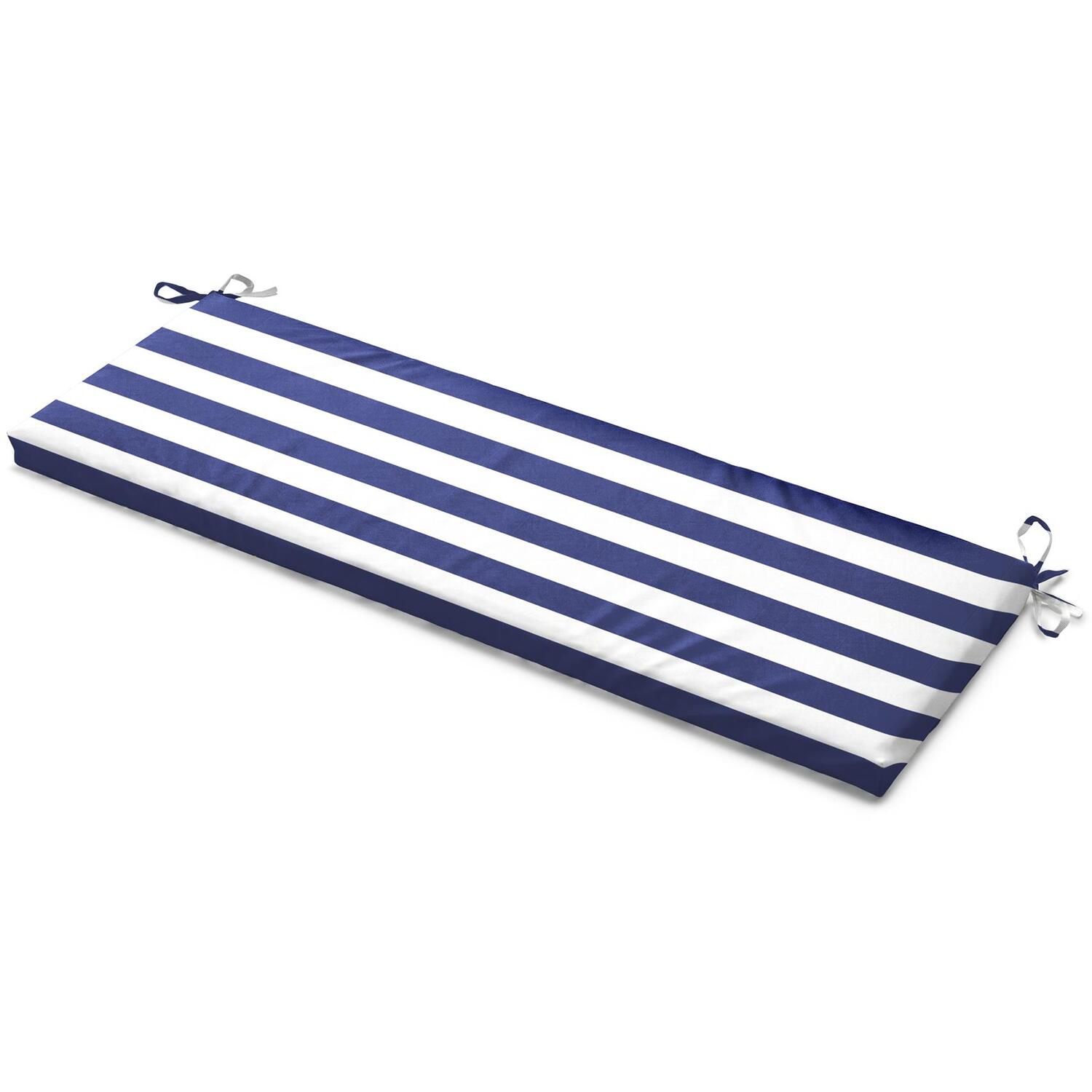 Livinluxury Wide Striped Garden Bench Seat Pad Blue - Blue/White