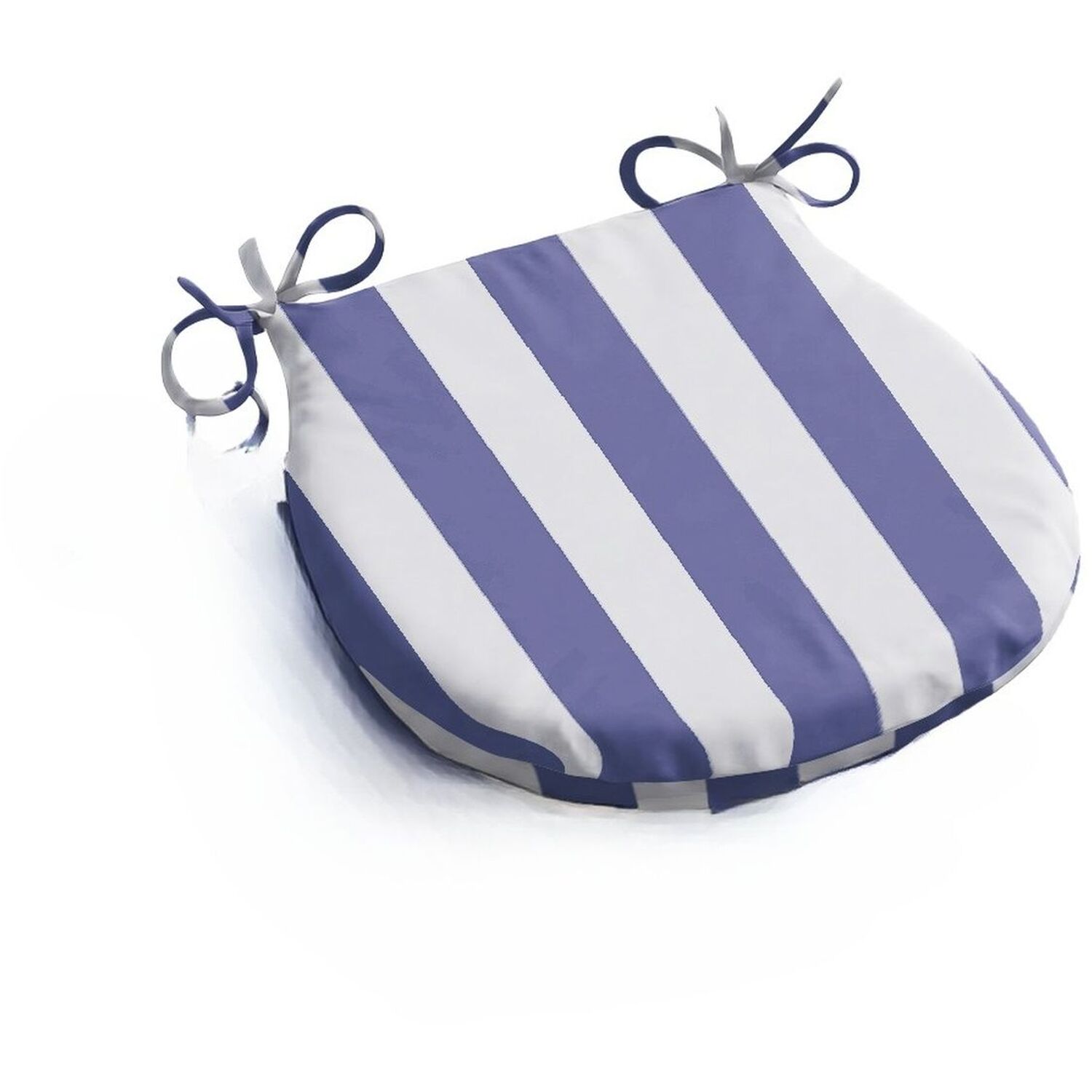 Livinluxury Wide Striped Outdoor D Shaped Seat Pad Blue - Blue/White / 1