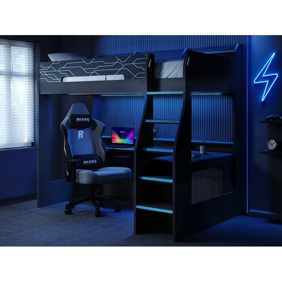 Ultimate Neon Gaming High Sleeper Charcoal & Blue