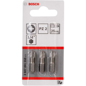Bosch PZ2 Extra Hard Pozi Screwdriver Bit  (Pack of 3)