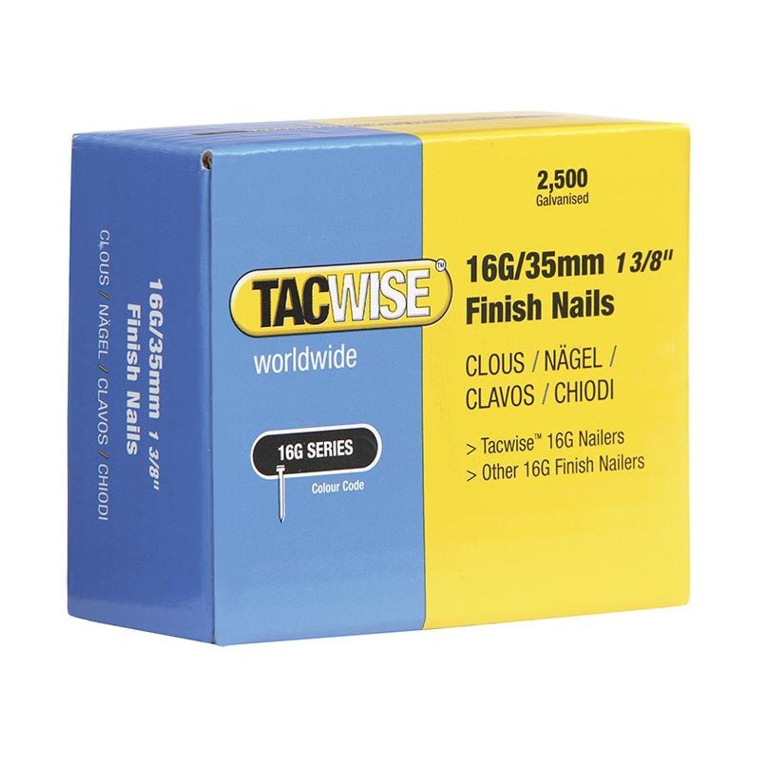 Tacwise 16 Gauge Series Finish Nails - Multi Colour