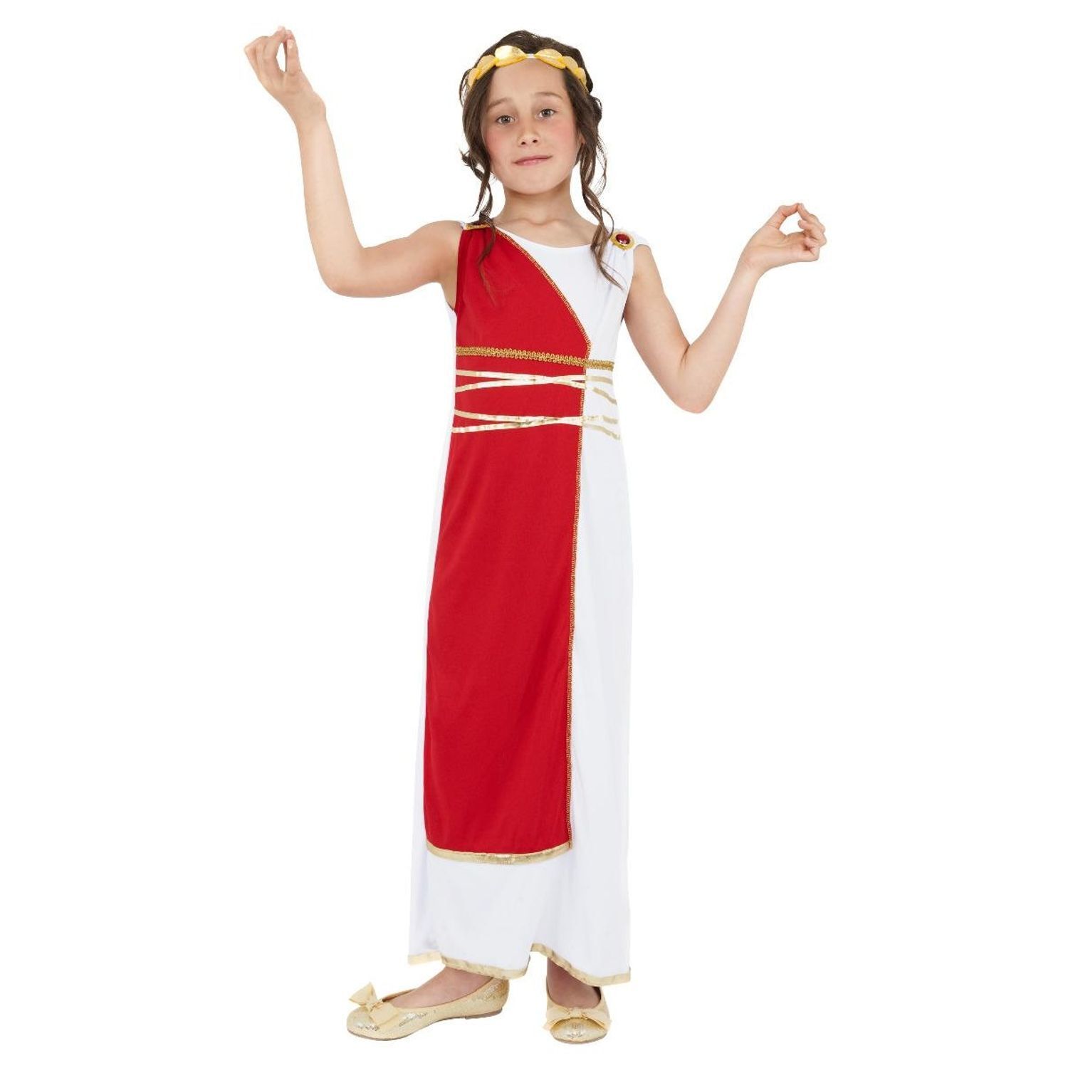 Smiffys Girls Grecian Costume Set - Red/White / 7+