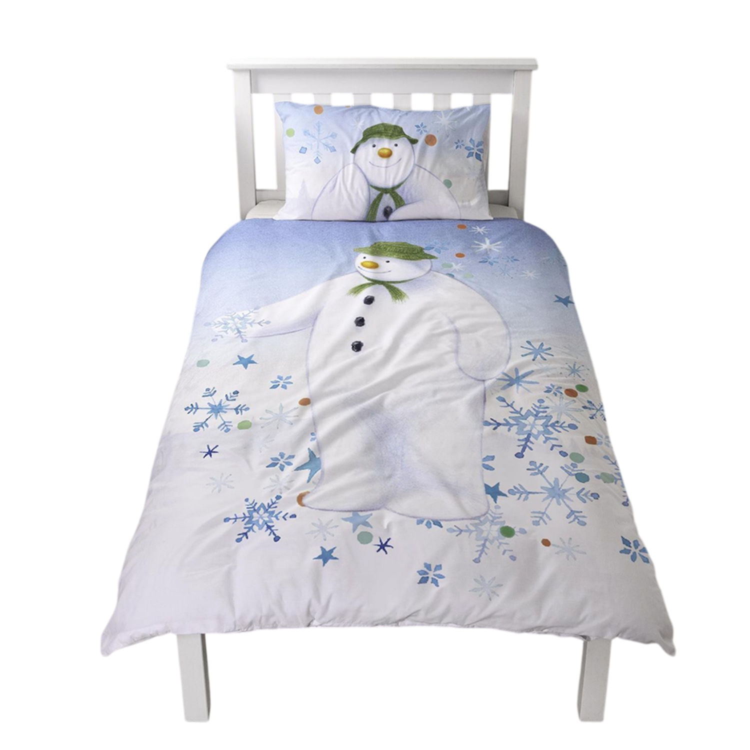 The Snowman Winter Sun Christmas Reversible Duvet Cover Set - White/Blue