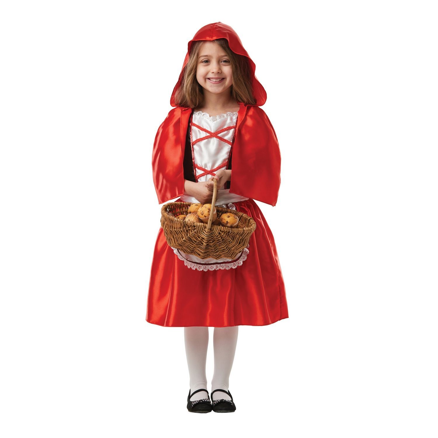 Bristol Novelty Girls Red Riding Hood Costume - Red/White / 9-10 Years / 9+