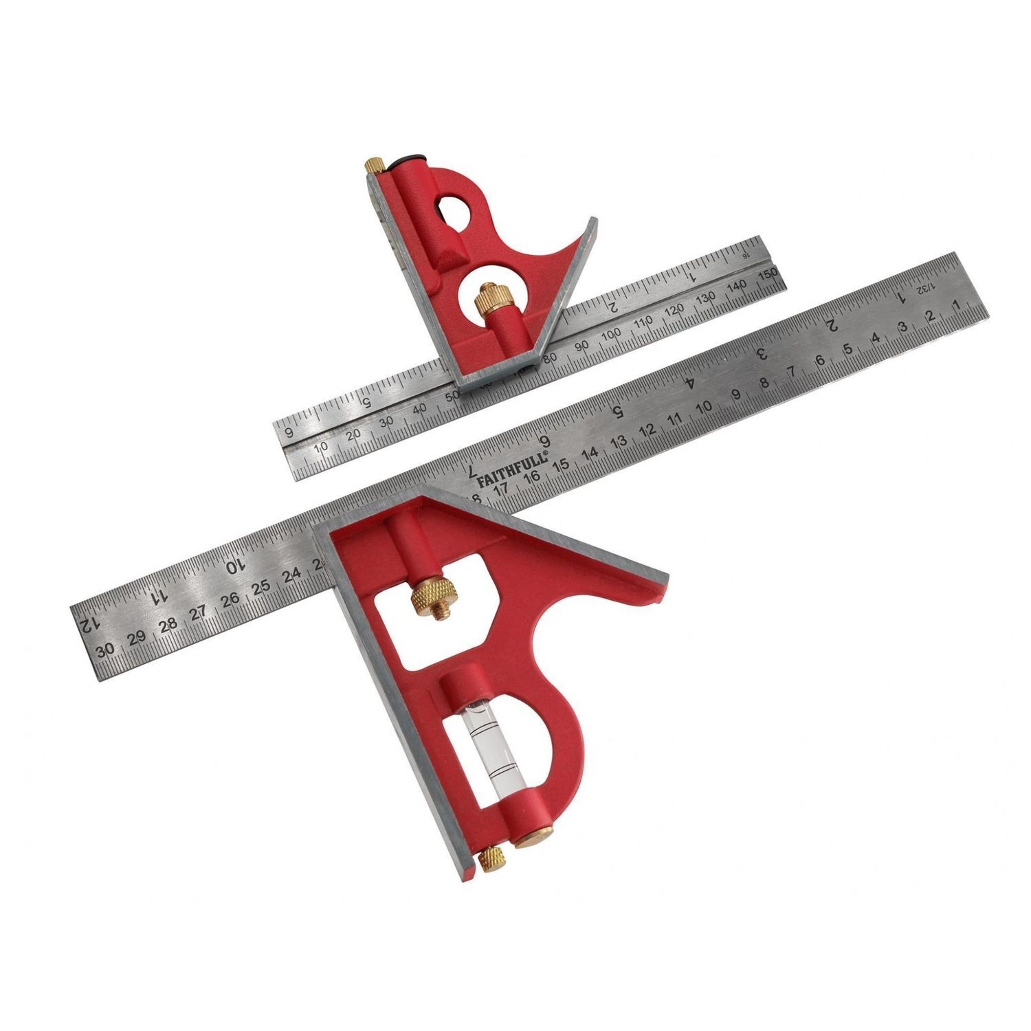 Faithfull Combination Square Twin Pack 150Mm (6In) & 300Mm (12In) - Multi Colour