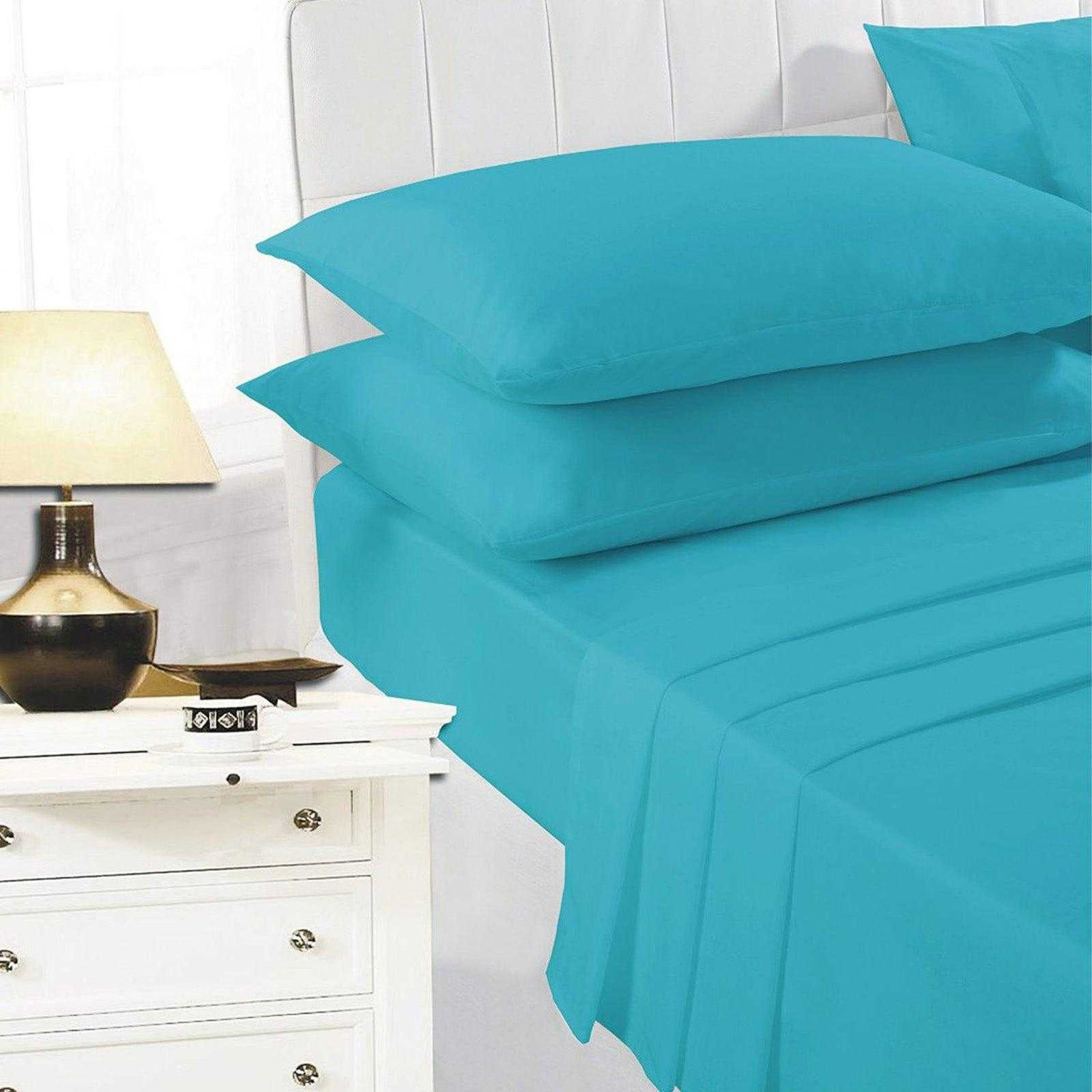 K Collection Percale Percale Fitted Sheet - Teal / Double
