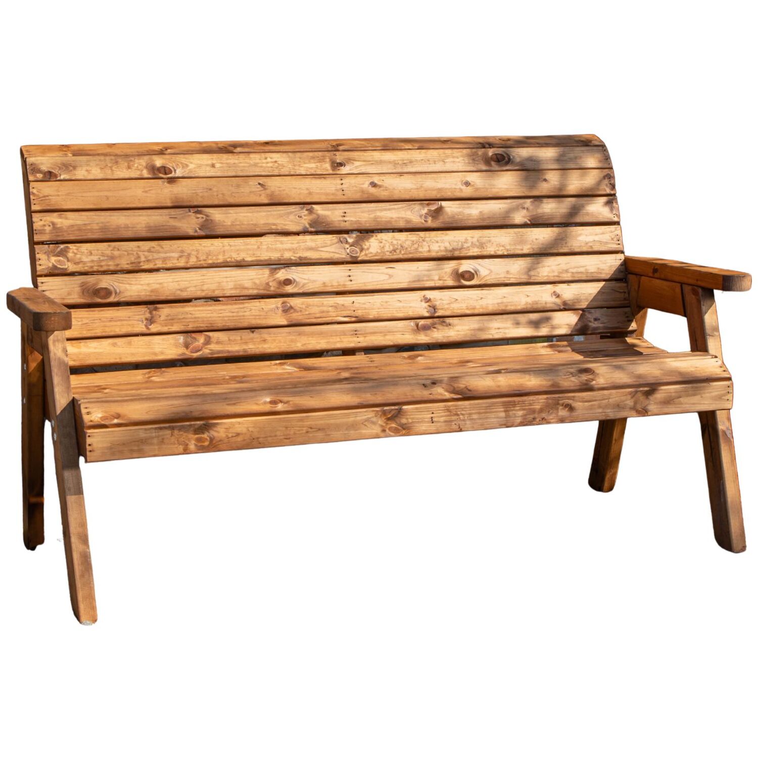 Samuel Alexander Charles Taylor Hand Made Traditional 3 Seater Chunky Rustic Wooden Garden Bench Furniture - Red