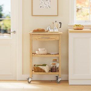 Compact Kitchen Storage Rolling Storage Cart with Worktop