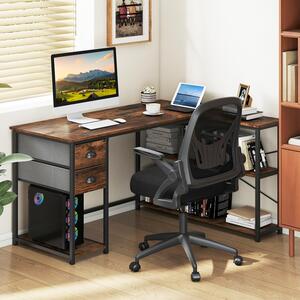 Corner Computer Desk with Fabric Drawers