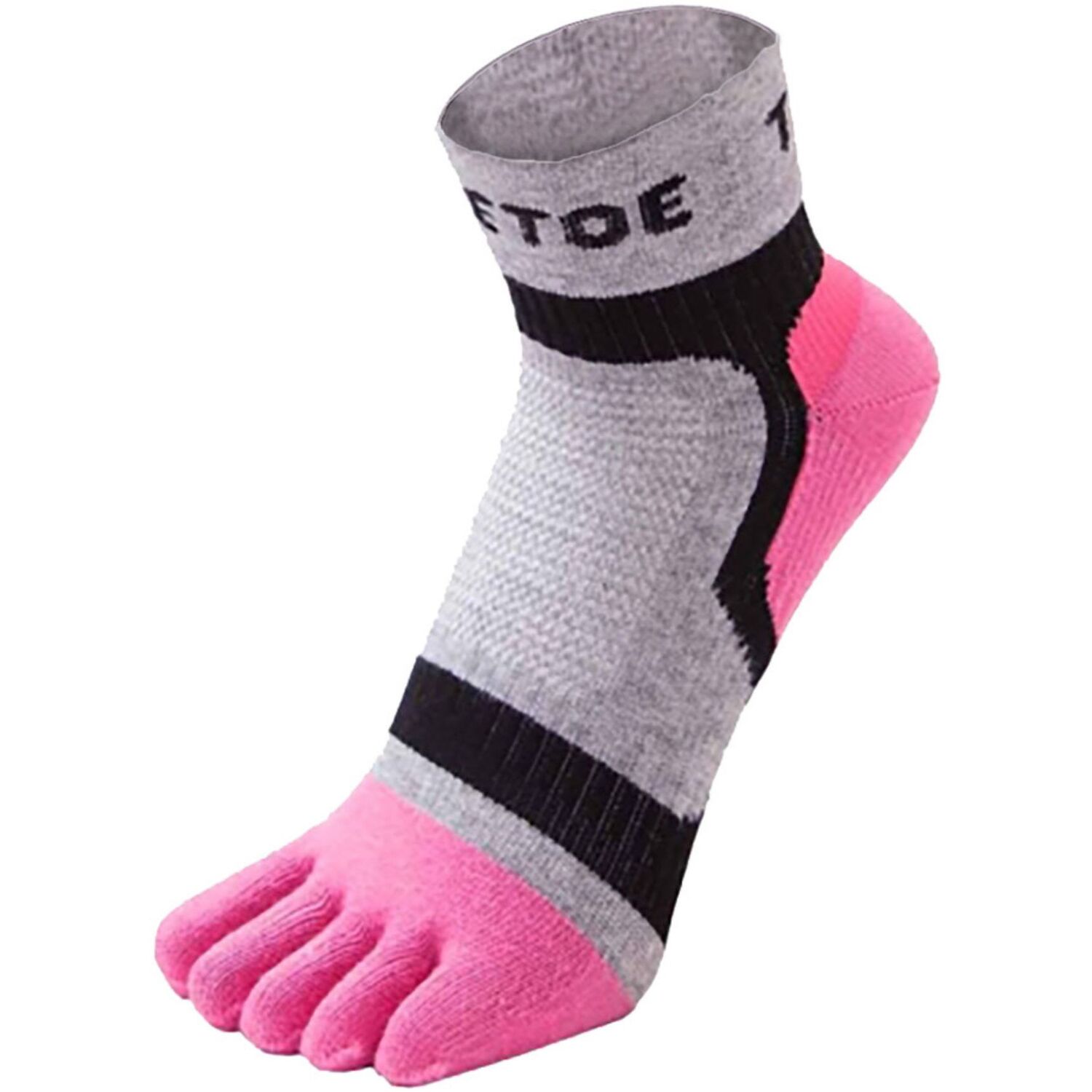 Toetoe Men's Pink 1 Pack Sports Light Runner Toe Socks In | Size: 6-8 - Image 2