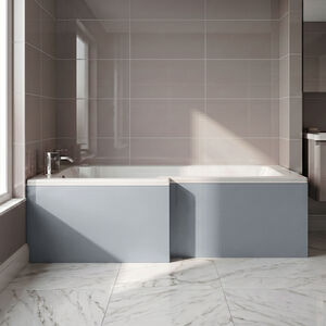 1700mm L Shape Square Reversible Bath Front Panel - Satin Grey