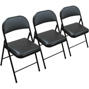 TekBox 3x Folding Faux Leather Chairs