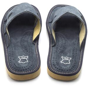 Men's Natural Suede Leather Slippers Shoes, Slip-On Sandals Mules (Grey, Size: 10.5 UK / 45 EU)