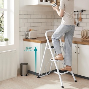 SONGMICS 3-Step Folding Ladder, Folding Ladder with Safety Lock
