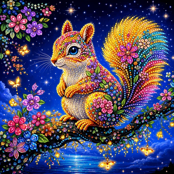 Multi Colour Squirrel 5D DIY Diamond Painting Kit