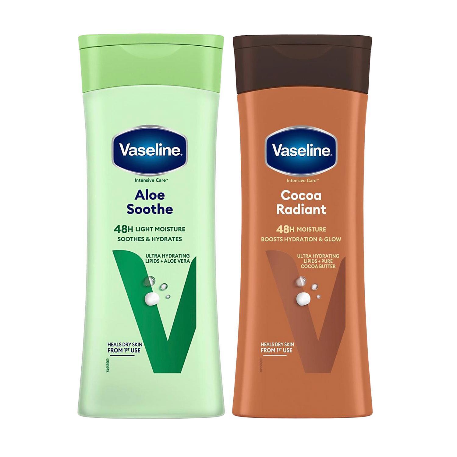 Vaseline White Intensive Care Duo Body Lotion Aloe Soothe & Cocoa Radiant, 400Ml Each In - Image 5